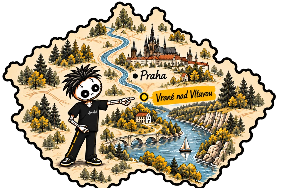 Mapa Prahy a Vraného nad Vltavou